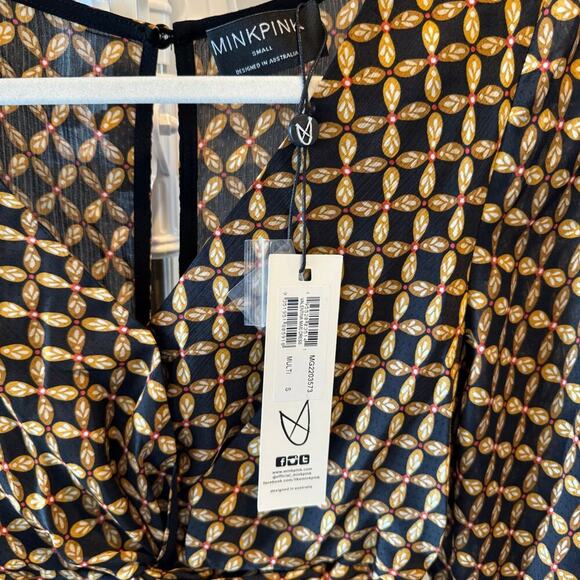 MINKPINK Valentina Maxi Dress Black Floral S NWT Sold Out - Picture 4 of 11
